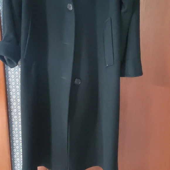 VTG Green Larry Levine Long Wool Coat Petite Size 4 Gorgeous - Picture 4 of 11